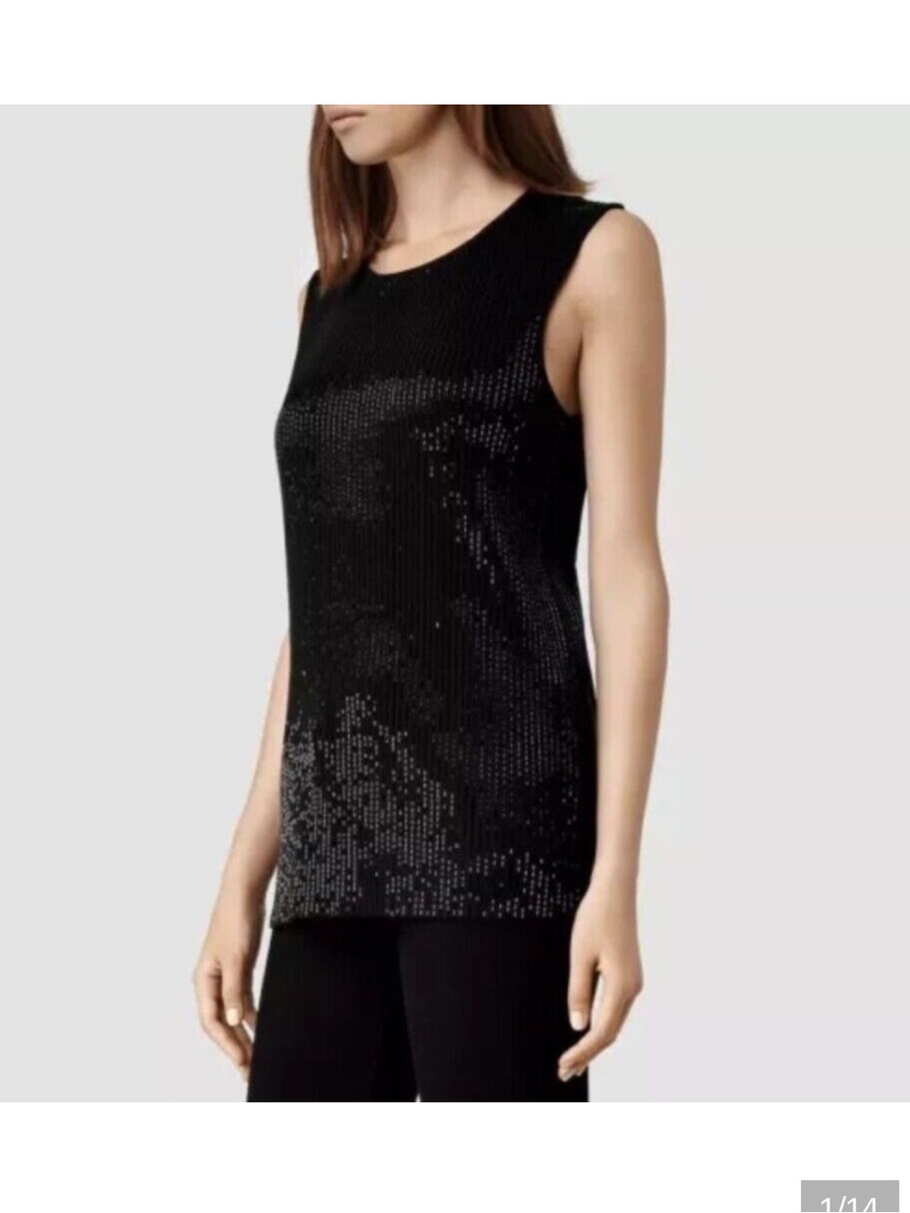 All Saints Hand Beaded Top Size Sleeveless Lovise' Top size 6